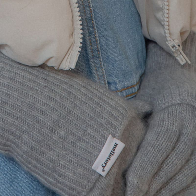 mellotory 100% cashmere lip line gloves (light gray)