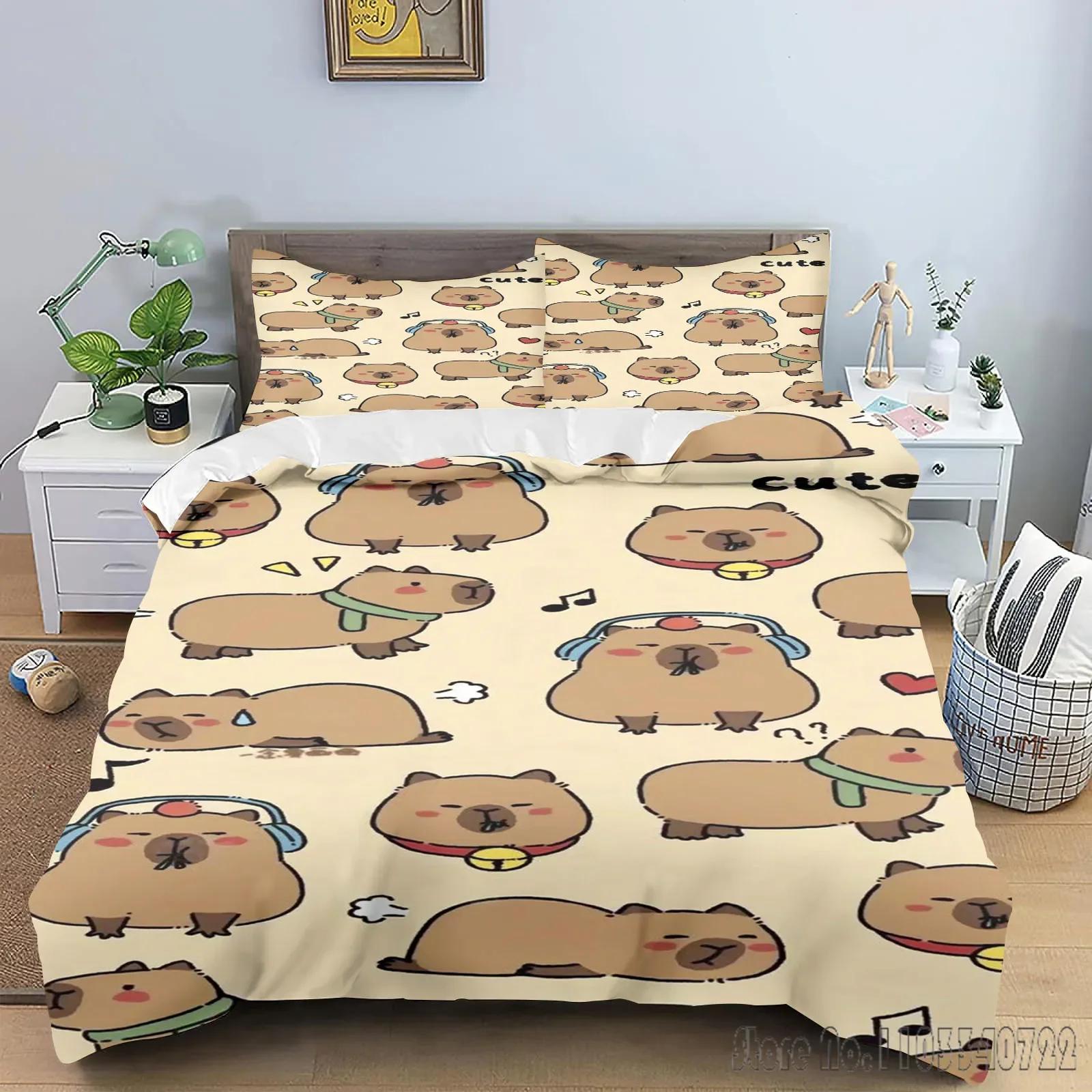 

Capybaras Cartoon Love Child Duvet Cover Set HD Comforter Cover Bedclothes for Kids Bedding Sets Bedroom Decor Baby 120x150cm