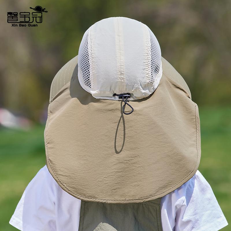 Children's Hats Summer Boys and Girls Outdoor Travel Visor Hat Big Brim Shawl Sun Protection Hat Quick Drying Waterproof Bucket Hat