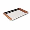 Stainless Steel Tray with Wood Handles Rectangular Serving for Hosts, Coffee