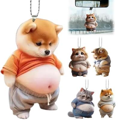 Obličej Shiba Inu Klíčenka, Roztomilý, Scott, 2D Kuličkový řetízek, Břicho, Zpětné zrcátko do auta,