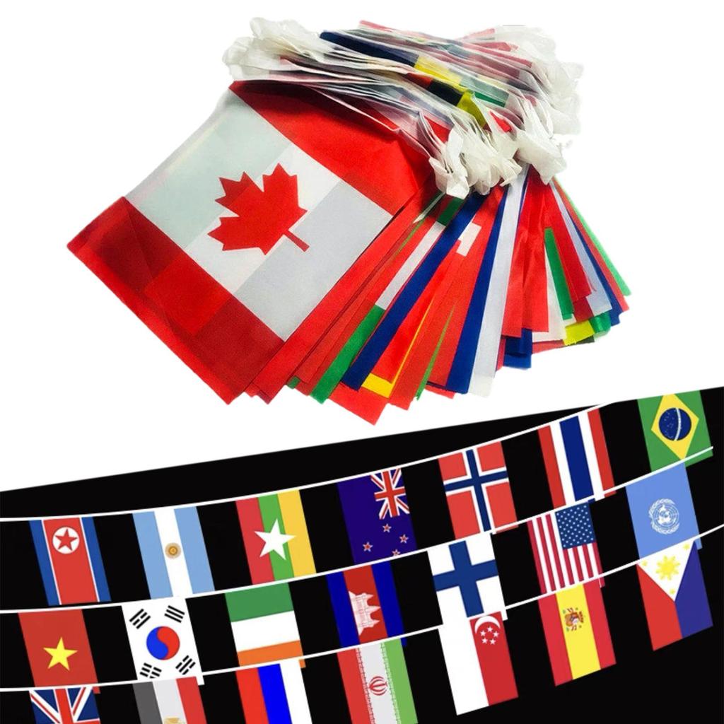 World String Flags Banner Set String Flag Set Different Countries Rectangular Flags for Sports Clubs Indoor Bar Garden Gift