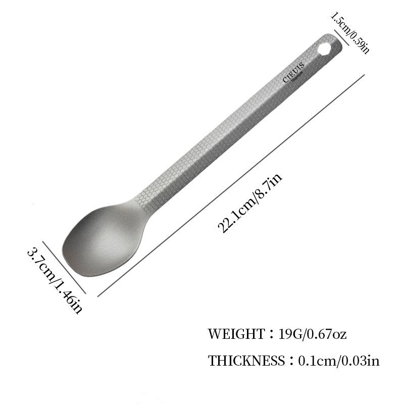 Portable Outdoor Titanium Fork and Spoon with Rhombus Pattern - Lightweight Camping Tableware