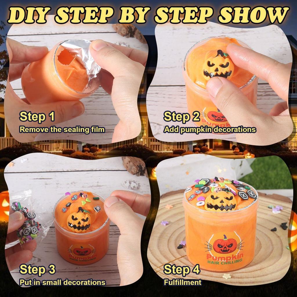 Găleată de Halloween Borcan de Bomboane Portabil pentru Copii Set Distractiv Regatul Nămolului Jucărie, Jucării de Strâns pentru Reducerea Stresului 15ml