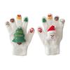 1 Pair Christmas Knitted Gloves Men Women Winter Warm Thick Plush Gloves with Xmas Charm Outdoor Cycling Cold Weather Thermal Full Finger Gloves