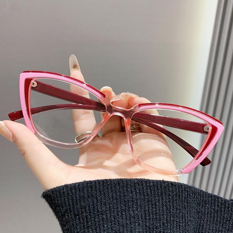 Personalized Retro Color Matching Cross-border Fashion Reading Glasses Anti-blue Light Triangle Cat's Eye Reading Glasses