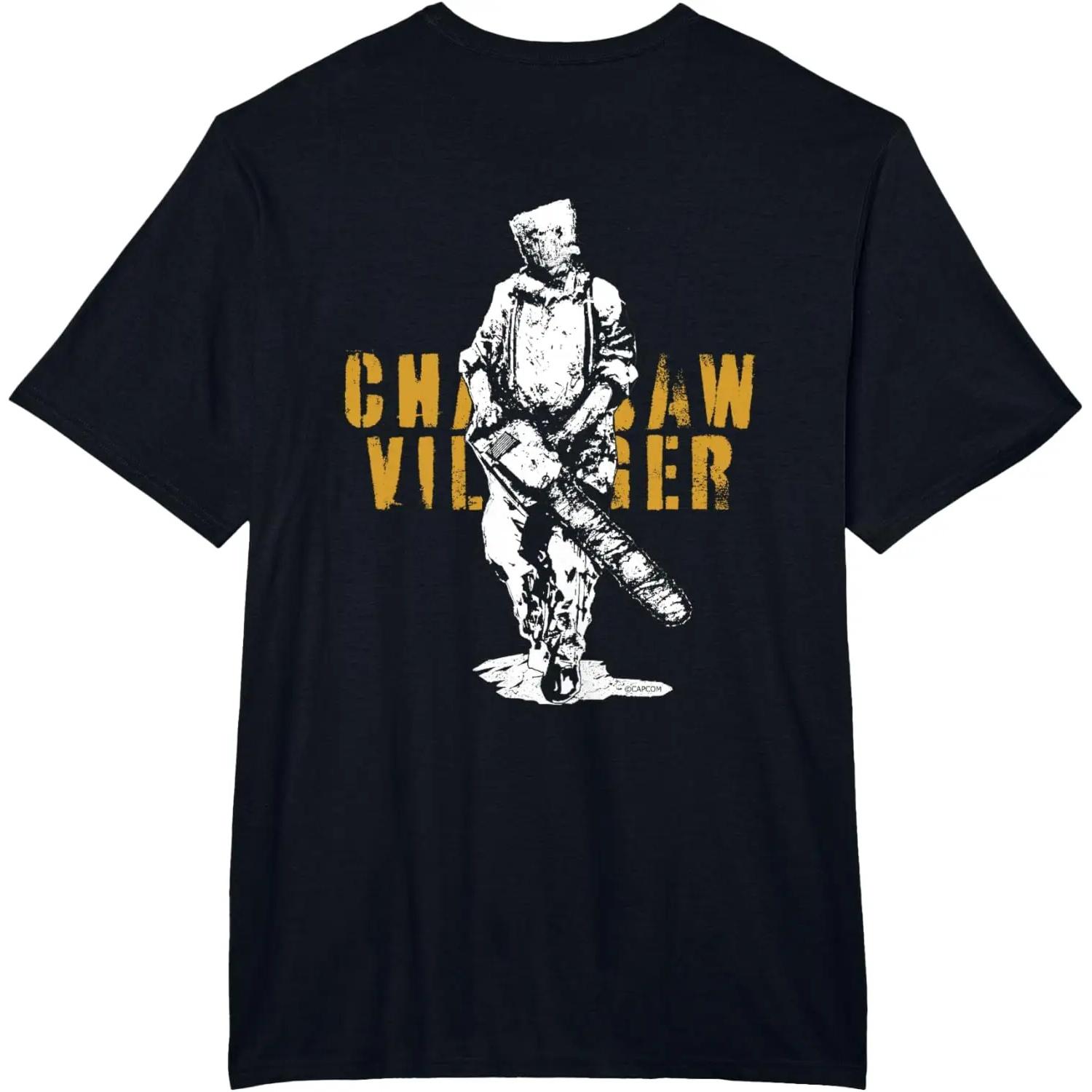 

2026 New Resident Evil 4 Chainsaw Villager Graphic Unisex Comfort High Quality T Shirt Cotton Short Sleeve for Men Women Tee S чёрный