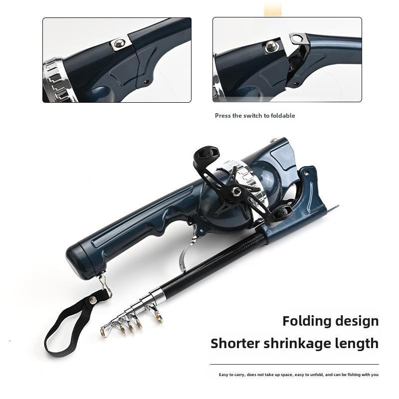 "Diaodele Folding Fishing Rod with Double Rocker, Line Casting, Upgraded Portable Sea Rod for Fish Lure Wheel Integration"