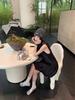 Petite Women's Elegant Summer Dress with Lining & Zipper - Loose, Bud-Shaped Short Skirt