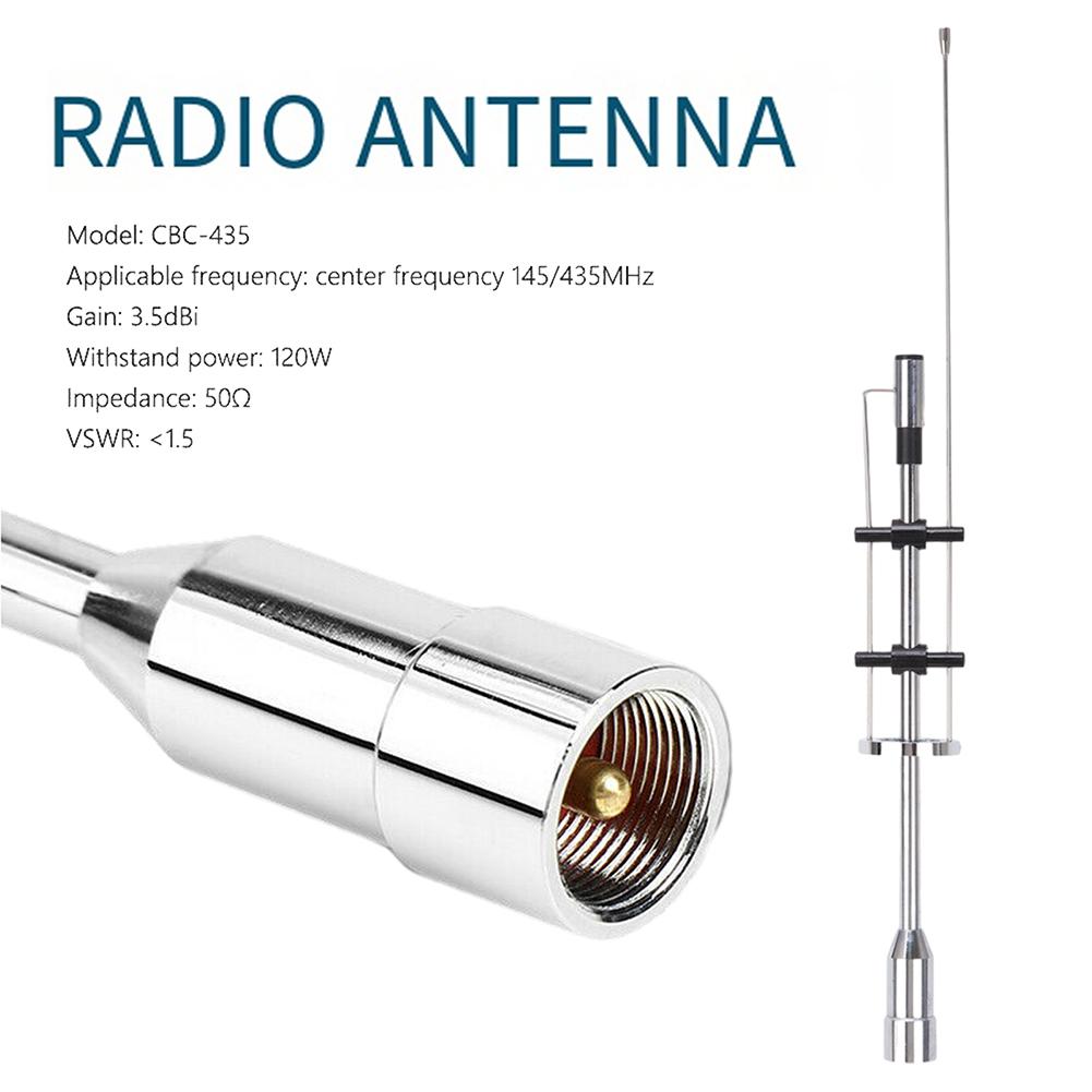 QM82 Dual Band Mobile Radio Antenna CBC435 15 4 Inch Stainless Steel Car Two Way Radio Antenna 145435 MHz with 259 Connector