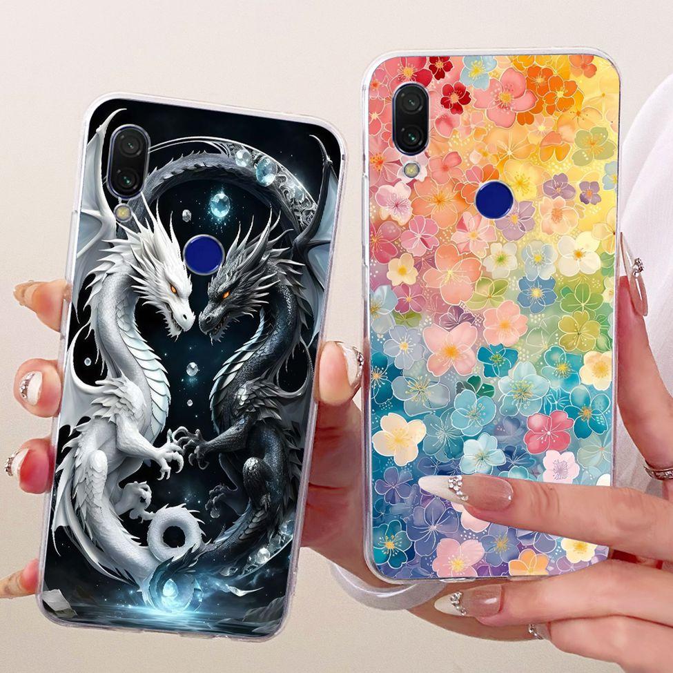 Case For Redmi 7 Cover Transparent Cute Cat Fashion Butterfly Funny Painted Casing M1810F6LI M1810F6LH M1810F6LG