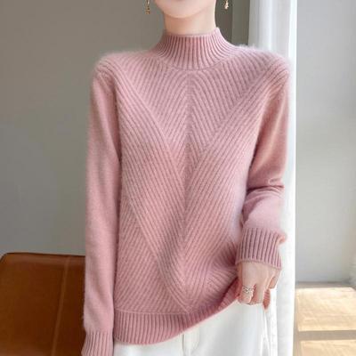 Suéter de cashmere feminino 30% cashmere 70% lã outono e inverno cashmere grosso pulôver macio e quente