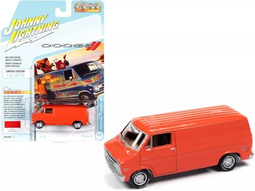

Johnny Lightning 1/64 Scale Dodge Tradesman Van, 1976 Orange, Diecast Model Car [Imported]