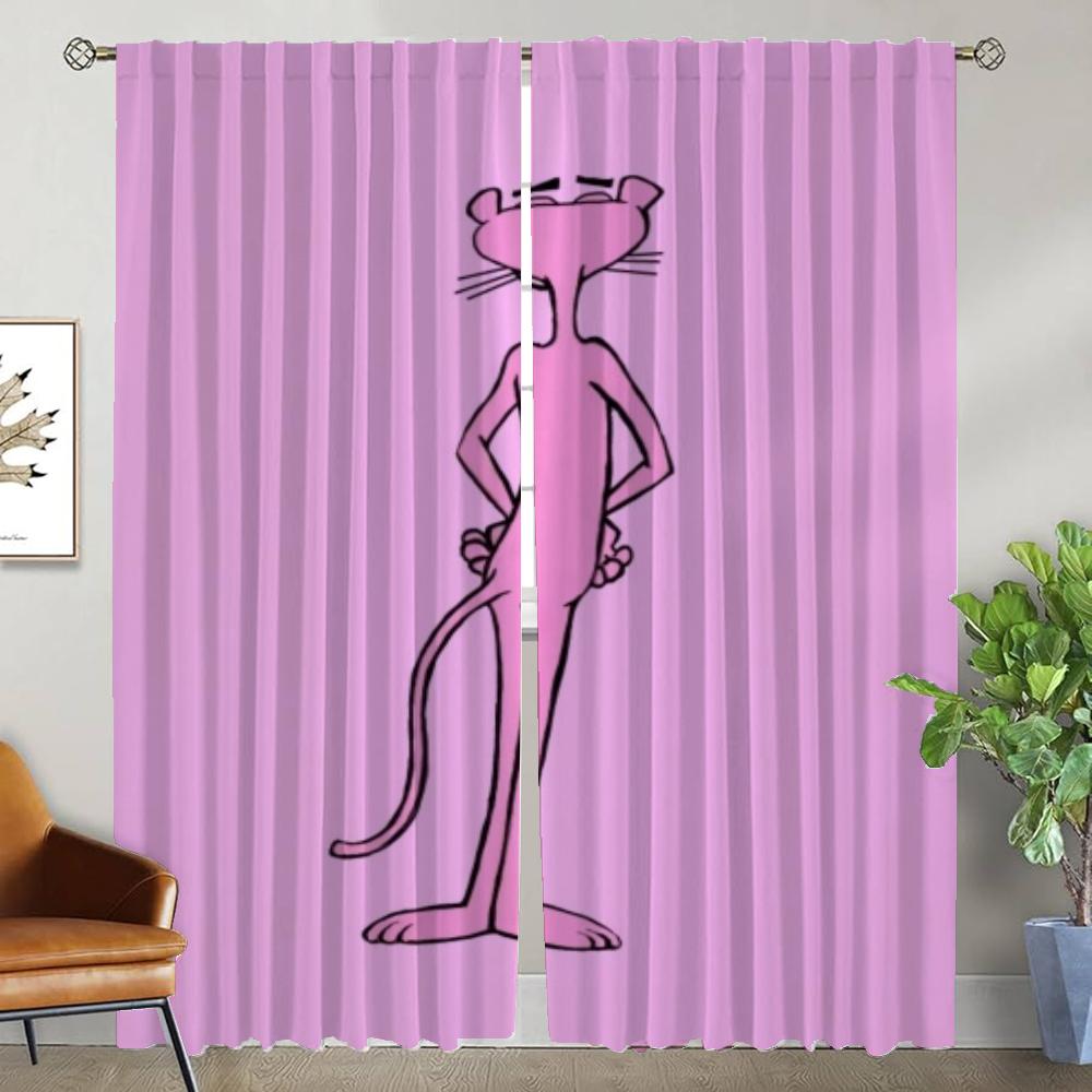 Oturma Odası için Mutfak Perdeleri Perde Pembe Panter Ev İç Mekan Perdeleri 2 Parça Bölme Cadılar Bayramı Dekorasyonu Jaluziler