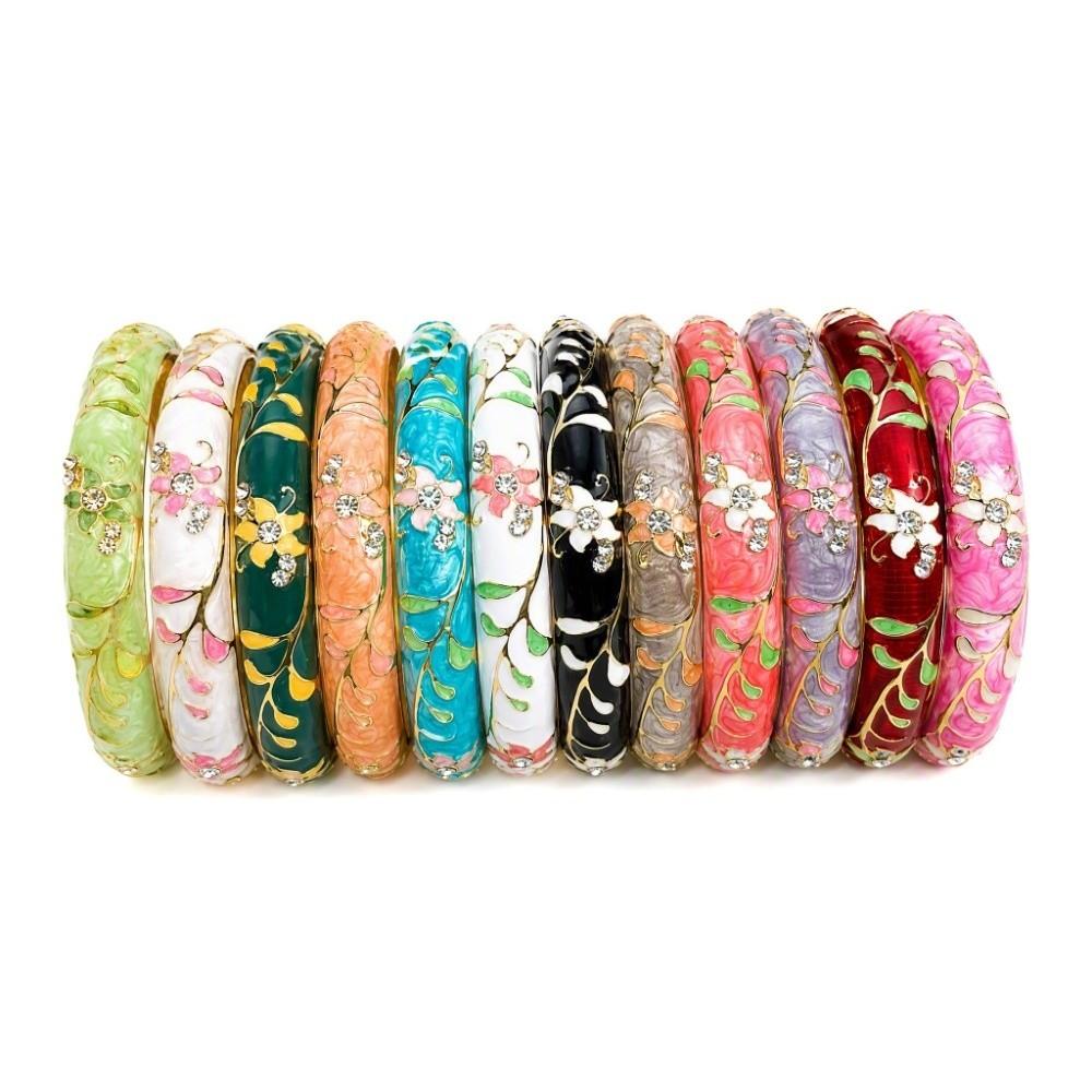 1cm Chinese Cloisonne Bracelet Traditional Women's Hand Bracelet  Gifts for Women Girl