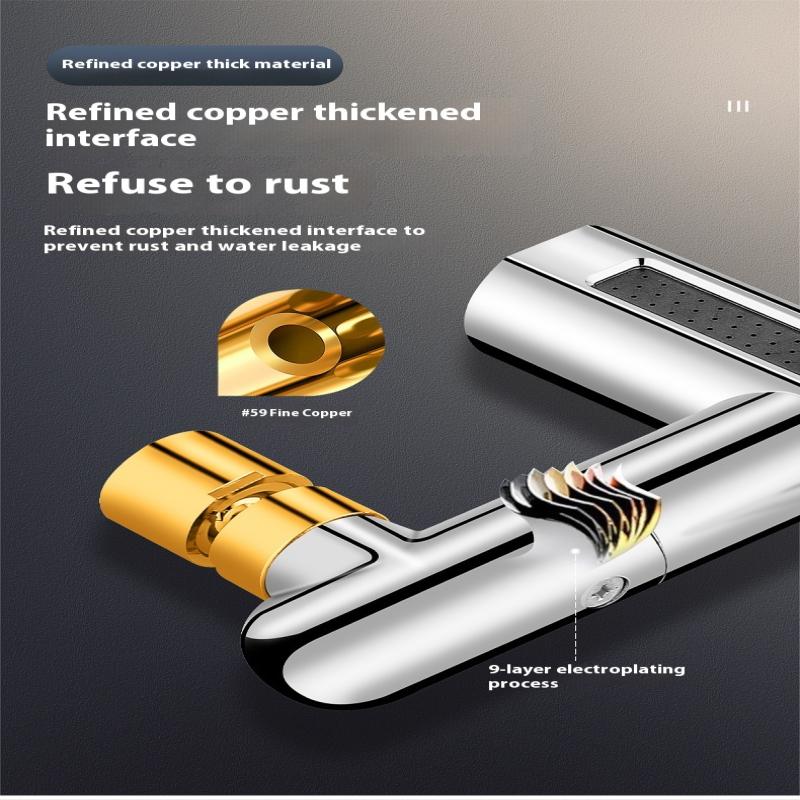 Baterie Bucătărie Cascadă Trei Moduri Universală Pivotantă Extensibilă Duză Anti-Stropire Chiuvetă Multifuncțională