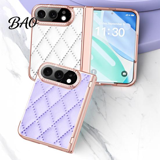 Scratch Resistant Phone Shell Faux Leather Case for IPhone-Duo, with Screen Protector & Hinge Impact Protective Protection, Rhinestone Cover,