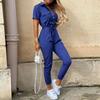 Women's Pants, Casual Lapel Buckle, Printed Waistband, Workwear Jumpsuit