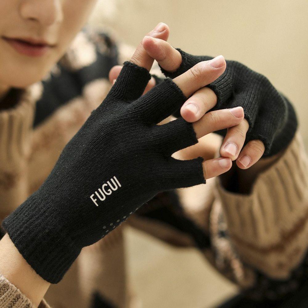

Two Finger Nylon Half Finger Outdoor Man Gloves Mittens Driving Mittens Cycling Gloves black-half finger