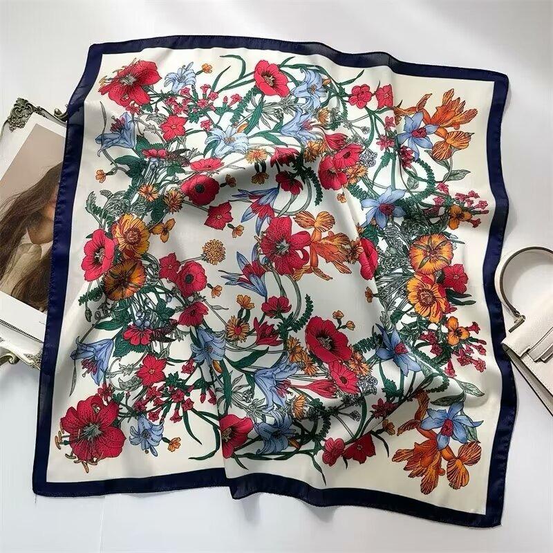 70 silk scarf square scarf high sense fashion versatile professional simulation silk small scarf versatile printed women's silk scarf