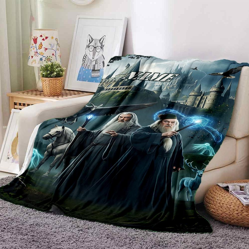 Custom Name Hogwarts Crest blanket for Couch & Bed, Plush Cozy Fuzzy Blanket Super Soft & Warm Blankets for Fall and Winter. 0908115