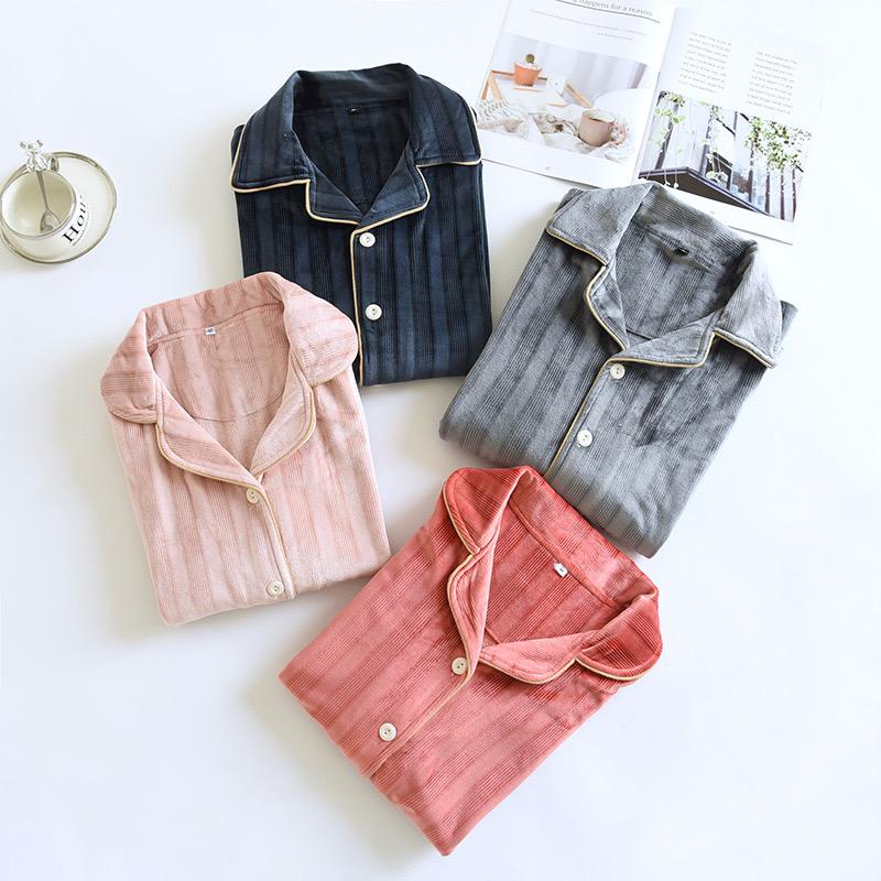 Winter Couple Pajama Suit Coral Velvet Women's Pajamas Long Nightgown Household Suit Plush Thicken Men Pajama