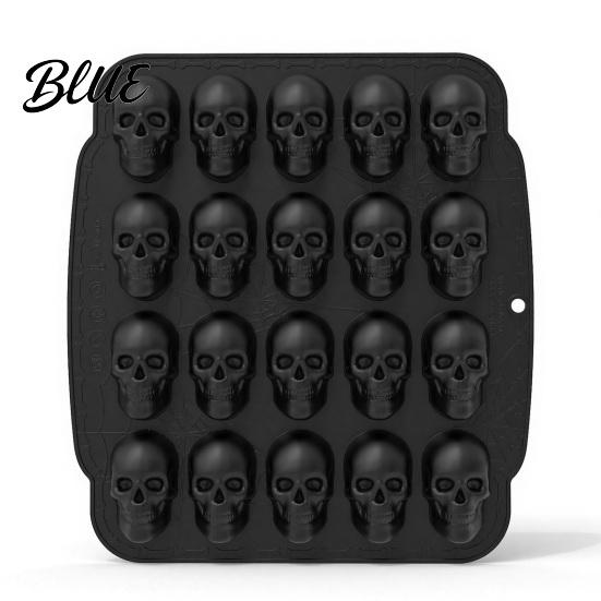 Stampo per Torta Mousse Teschio con 20 Cavità Tema Halloween Silicone Antiaderente Caramelle Flessibile Stampo da Forno Vassoio 3D Realistico per Cottura Gelatina