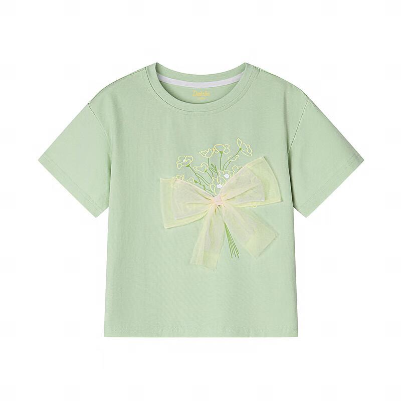 Desa Girls' Summer Mesh Bow Short Sleeve T-shirt