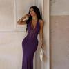 European Style 2026 Elegant Sexy Halter Pleated Hollow Backless Evening Gown Skirt
