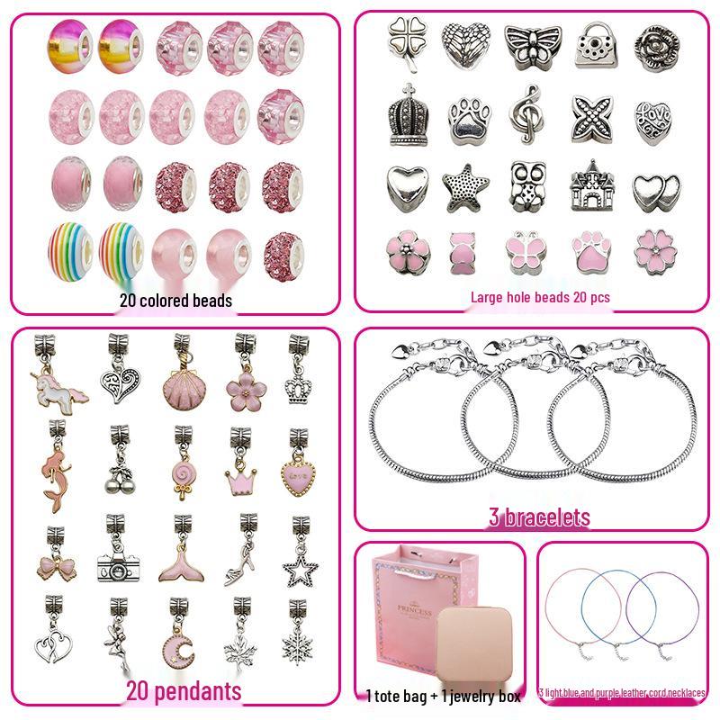 66-Piece Children's DIY Crystal Bracelet Kit – Educational Beaded Jewelry Set for Creative Holiday Gifts