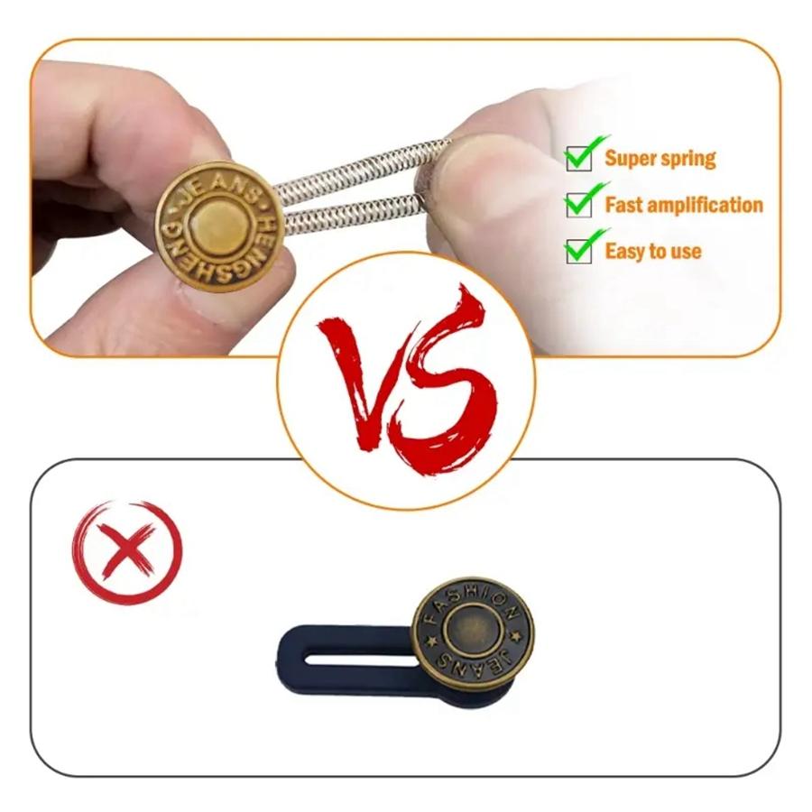 5Pcs Jeans Waist Extension Adjustable Button Spring Metal Elastic Buttons Trousers Pants Stretch General Extender Accessories