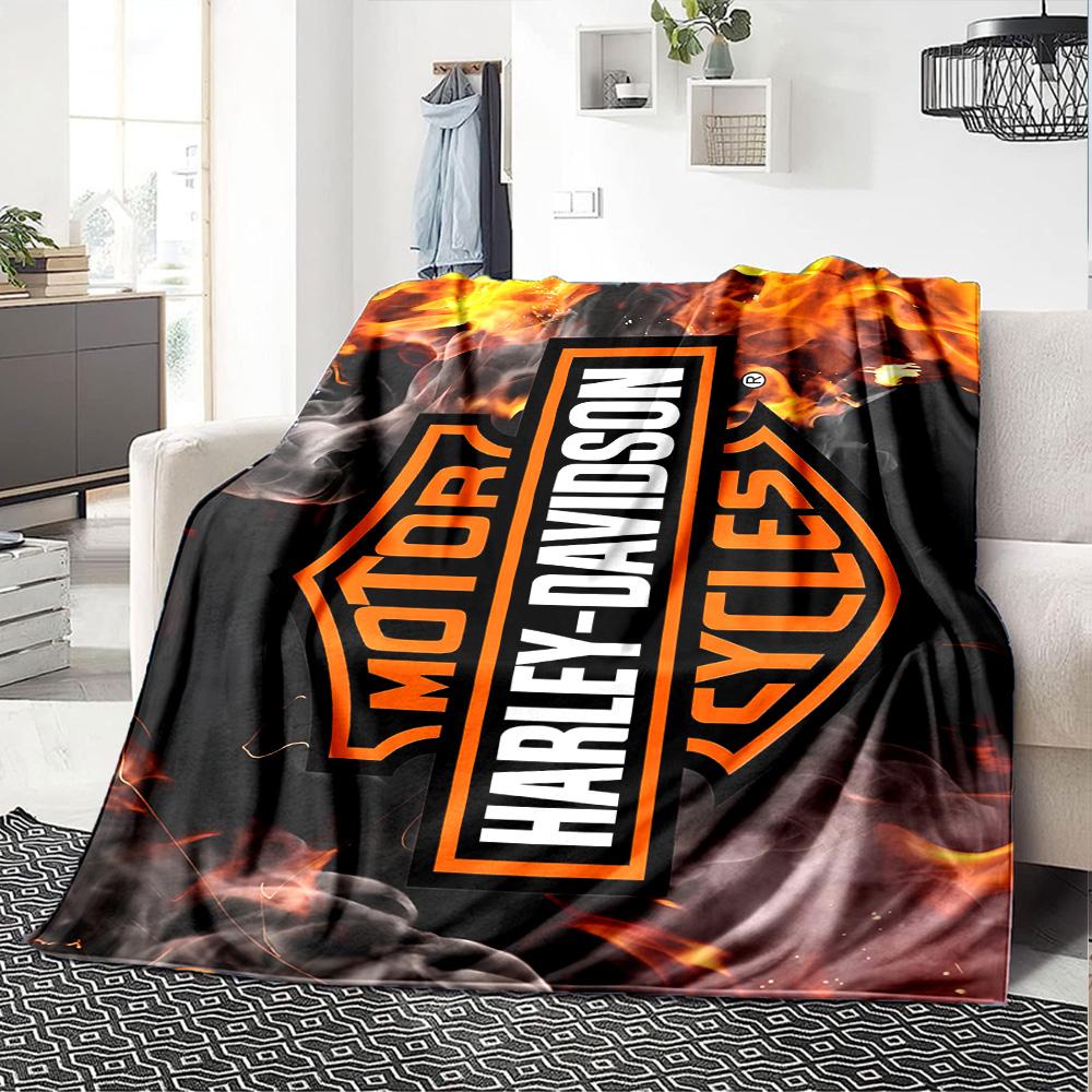 1pc Harley-Davidson Blanket, Gift, for Men and Women, Soft Blanket, Good for Sofa Bed Couch Travel, Lightweight Flannel Blanket