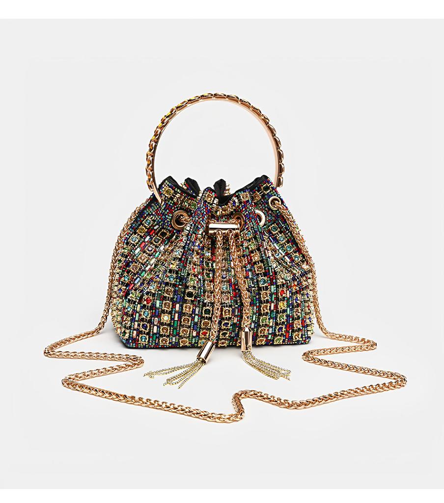 Elegant Silver AB Rhinestone Tassel Handbag - Women's Shoulder Bag for Live Streaming