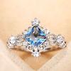 1 piece retro princess artificial blue sapphire ring, women's gemstone decoration engagement ring