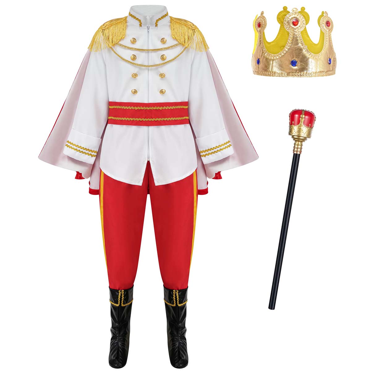 Costume Prince Garçon Enfant Carnaval Cosplay Déguisement Costumes Prince Charmant Enfant Halloween Vêtements de Jeu de Rôle Royauté 7-8 Years&Prince