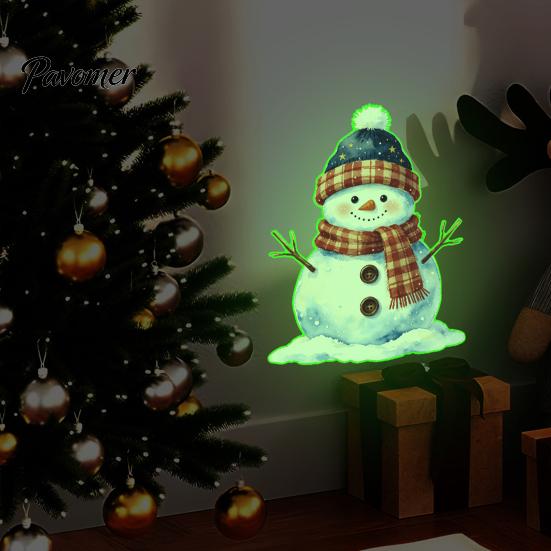 Scratch Cover Stickers for Home Appliances Glow in The Dark Snowman Wall Christmas Decor, Removable PVC Winter Washable Kitchen And Furniture Decals,