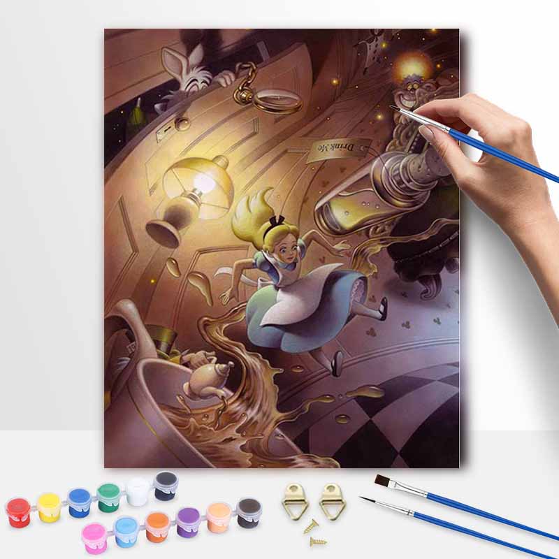 Disney Oil Painting Alice In Wonderland Painting Art Handmade Diy Painting Home Decoration Gift