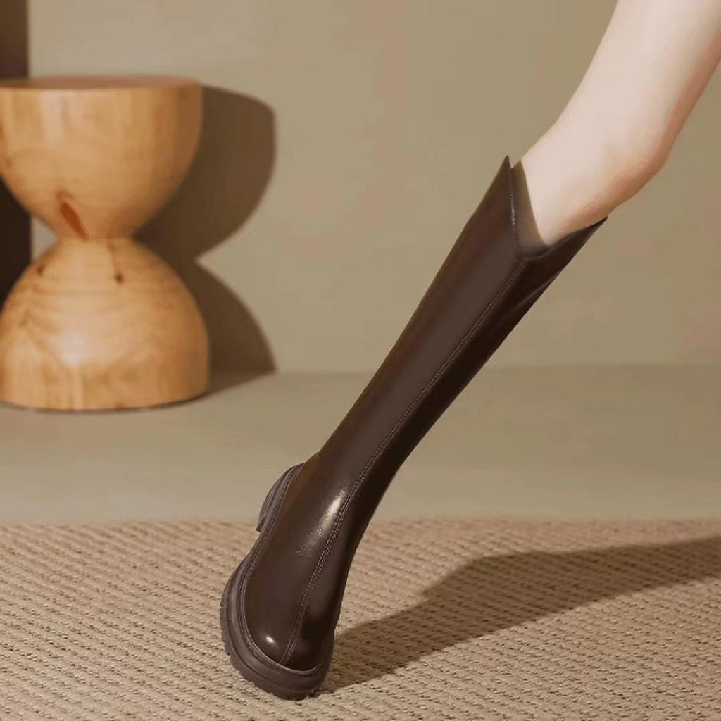 Fashion 2024 Autumn Women'S Rubber Boots Women Shoes Woman Winter Shoes Low Heels Booties Round Toe Rain Mid Calf Long Boots