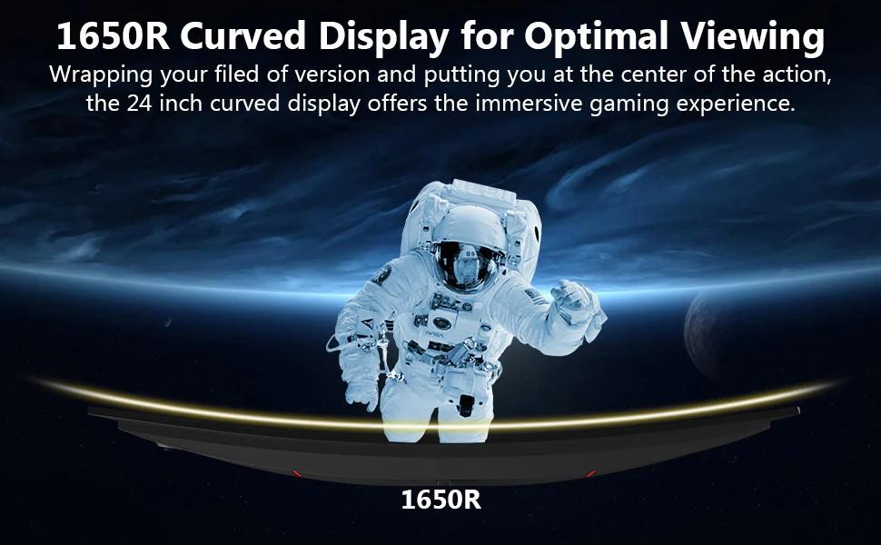 Z-EDGE UG24 Böjd Spelskärm - FHD 1920x1080 - 24 Tum - 180Hz - MPRT 1ms - 300cd/m² - HDMI 2.1 & DisplayPort 1.4 - Svart