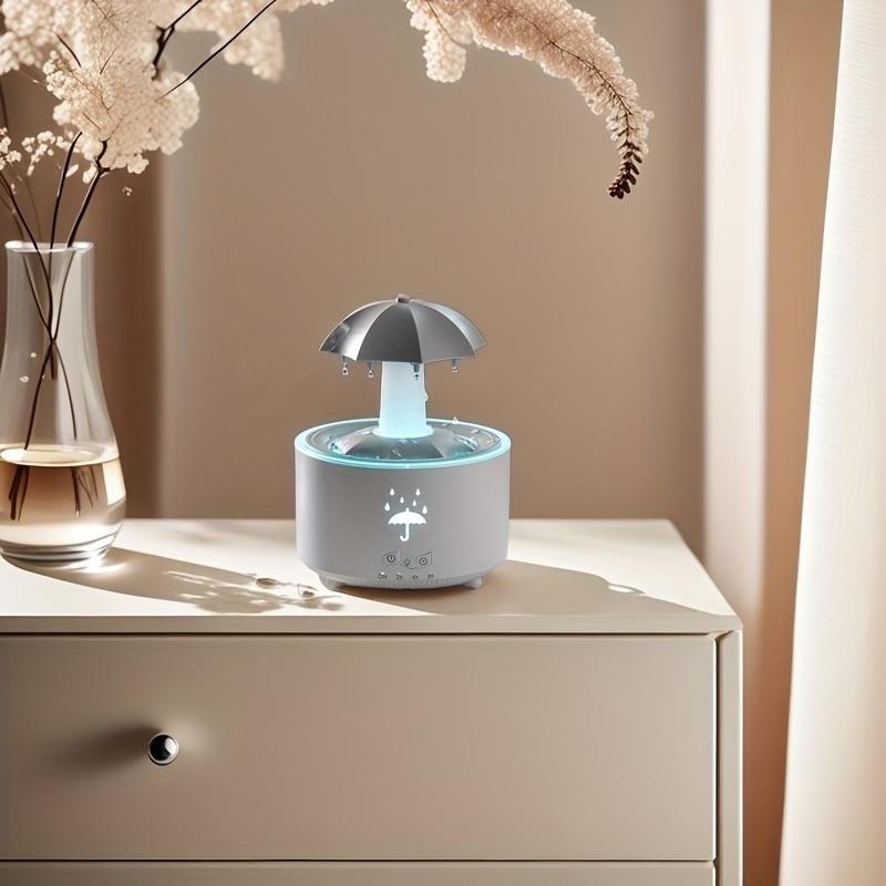 Umidificator Rotativ Tip Umbrelă Picătură, Uz Casnic cu Ceață Abundentă, Desktop, Iluminare Colorată, Aparat de Aromaterapie, Telecomandă, Aromaterapie Nu este Inclusă