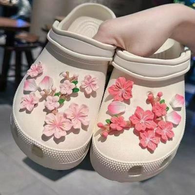 1 Set 3D Flower Shoe Charms Removable Cherry Blossom Shoe Decorations Cute Flower Shoe Accessories for DIY Clogs Decor