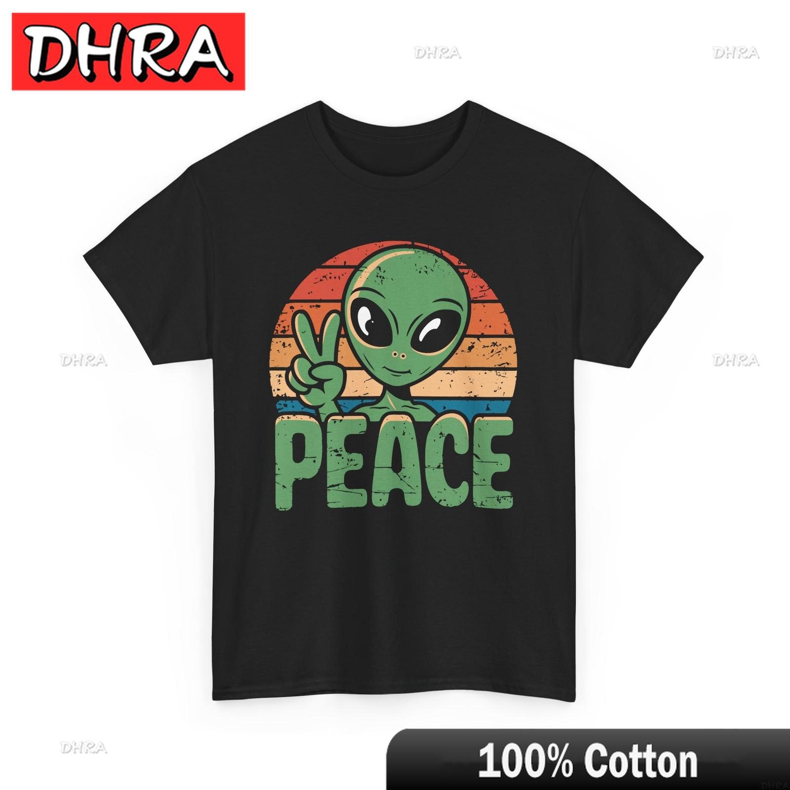 Groovy Peace Love TShirt Alien Peace Sign Retro TShirt Flower Power Tshirts Aesthetic Bold Stylish Unisex TShirt Vintage Printed S