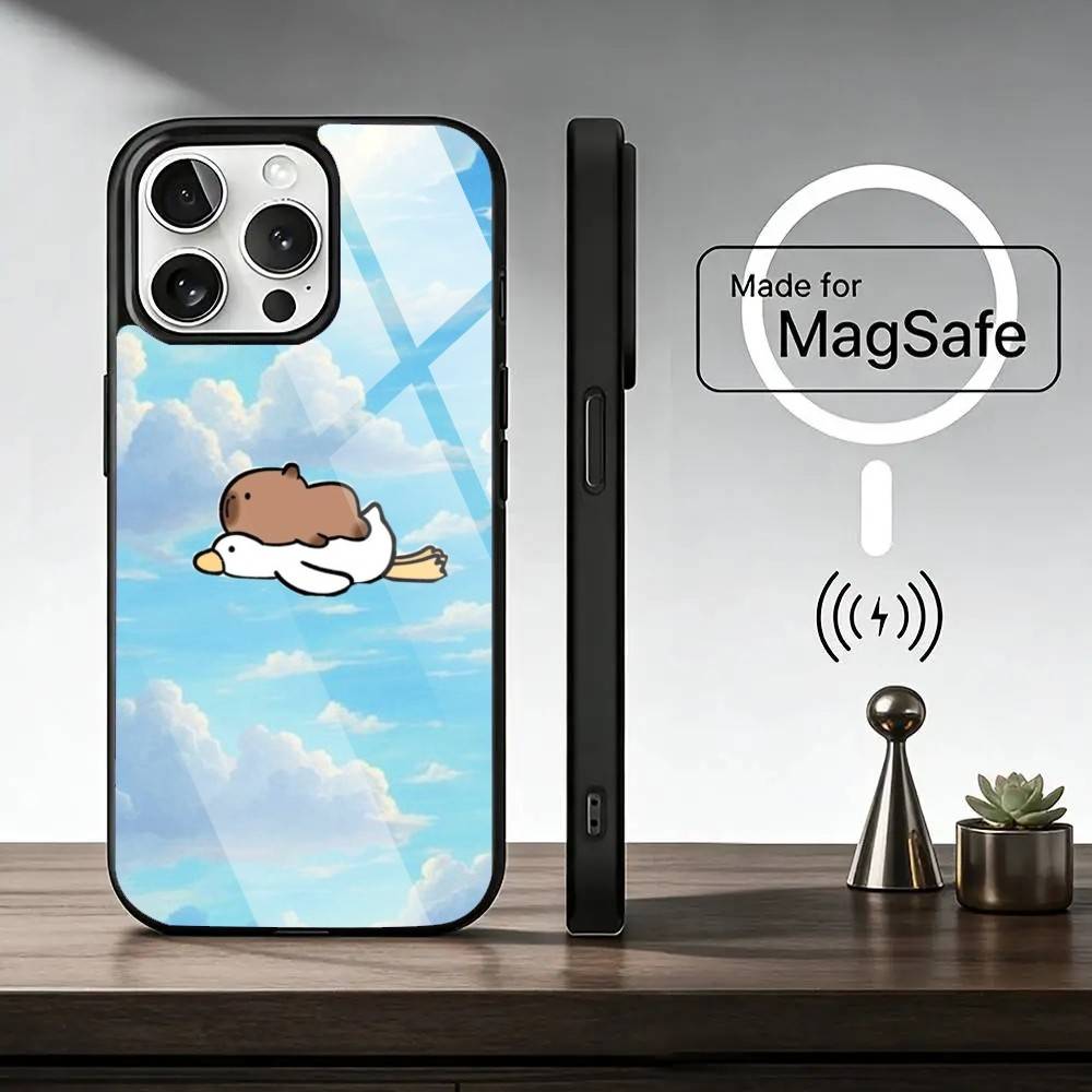 Kawaii Capybara C-Cute Phone Case For iPhone17,16,15,14,13,12,11 Plus,Pro Magnetic with Magsafe Wireless Charging