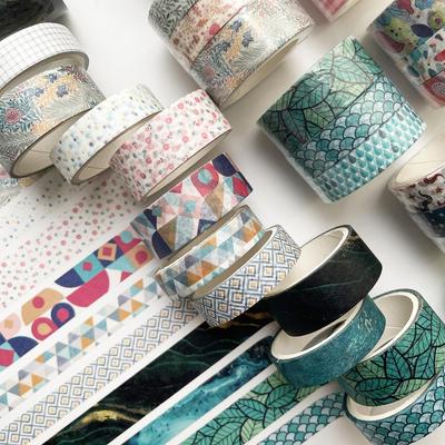 3 τμχ Βασικό σχέδιο Διακόσμησης Washi Tapes Σετ 10mm/15mm*3m Αυτοκόλλητα κολλητική ταινία κάλυψης χρώματος λουλουδιών για ημερολόγιο