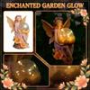Resin Fairy Garden Ornament Solar Powered Night Light Miniature Landscape Decorative Figurine for Outdoor Indoor Patio Yard