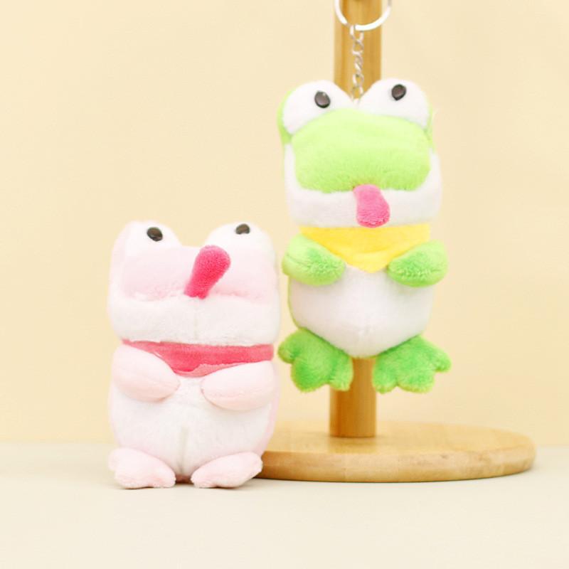 Cute Froggy Plush Keychain Quirky Tongue-out Frog Stuffed Toy Perfect For Backpacks