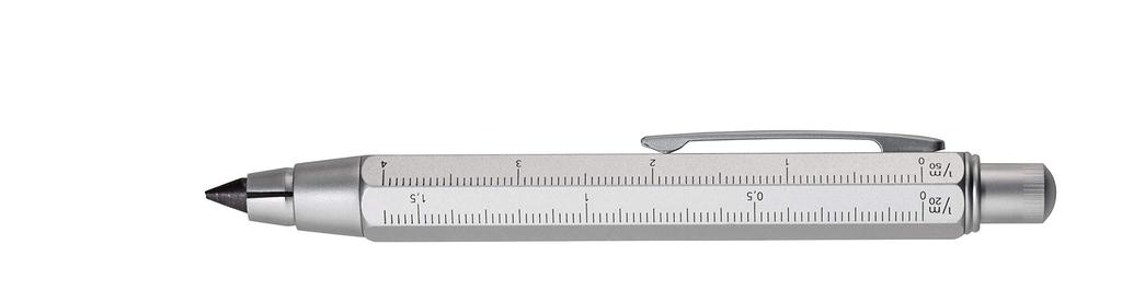 TROIKA Lead Holder Clutch Pencil for Zimmermann Pencils HB Integrated Silver 5.6mm Drop-Style Carpenter's (5.6mm Lead), Centimeter/Inch Ruler,