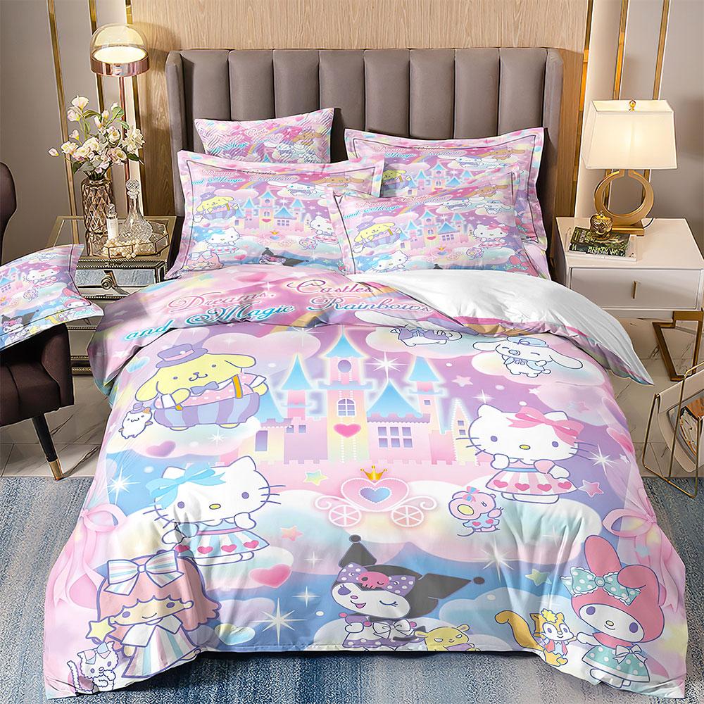 Niedliche Cinnamoroll Bettwäschesets Steppdecke Bettbezug Bettdecke Bettbezug Kissenbezug 2-3-teilige Sets Teenager Kindergeschenke