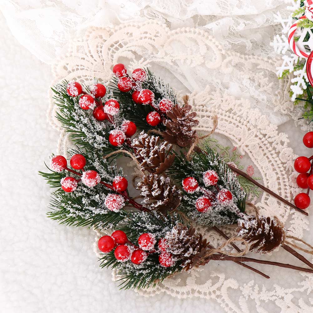 Holly Flower Xmas Artificial Flower Christmas Decoration Artificial Pine Branch Christmas Berry