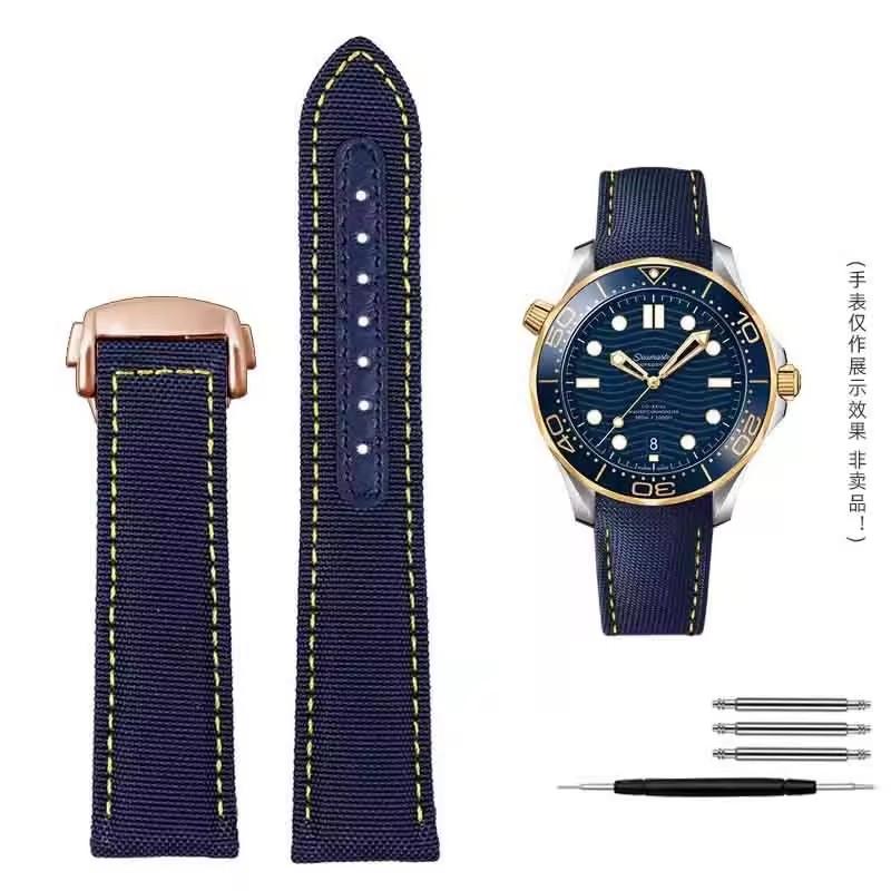 19mm 20mm Watch Band For Omega Speedmaster Snoopy 310 Canvas Cowhide Bottom Watch Strap New Seahorse AT150 Nylon Watch Straps